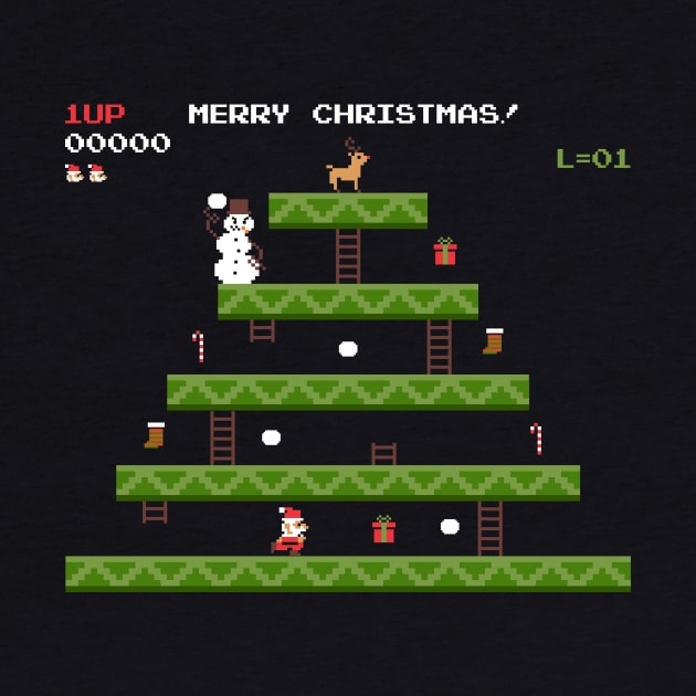 merry christmas retro pixel video game by walterorlandi